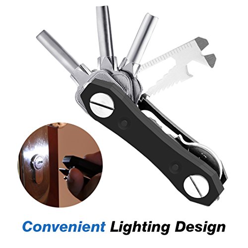 Carbon Keyorganizer, Mture Schlüssel Organizer, Edelstahl Schlüsselhalter bis 12 Schlüssel (Mit 2 LED ) - 2