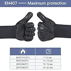 MILcea Grillhandschuhe Ofenhandschuhe Grill Lederhandschuhe Hitzebeständige bis zu 800 ° C Universalgröße… – Bild 2