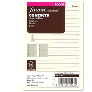 Filofax Pocket Notepad for Name/ Address/ Email/ Telephone/ Fax/ Mobile ...