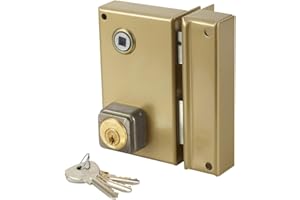 Bricard 1835 Serrure en applique verticale fouillot 5 Goupilles tirant droit 80x120, Doré