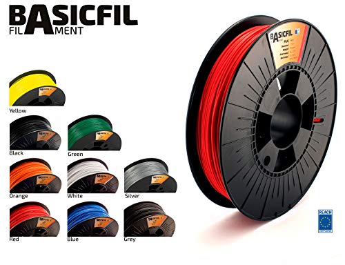 BASICFIL PLA 1.75mm, 500 gr filamento de impresión 3D, Rojo