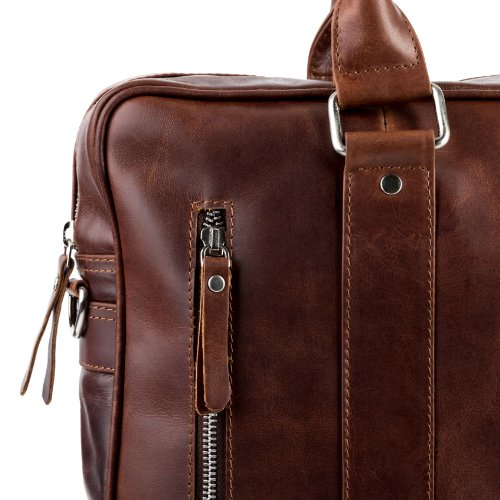 STOKED Laptoptasche NATHAN – Notebooktasche groß fit für 15.4″“ – Businesstasche im Vintage-Look – echt Natur-Leder - 3