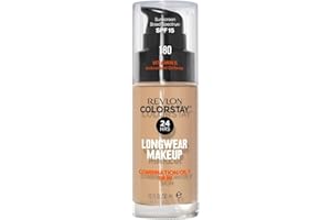 REVLON - ColorStay Base de Maquillaje SPF 15, con Vitamina E, Cobertura Media-Alta, Larga Duración, Acabado Mate, Resistente al Agua, para Piel Mixta-Grasa, Tono 180, Sand Beige - 30 ml