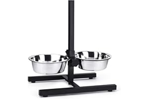 KOOPMAN INTERNATIONAL Auto Import Agencies GAMELLE PER CANI ACCIAIO CON SUPPORTO NERO - SET 2-46X8X28CM