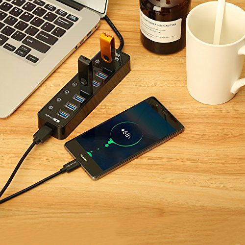 USB 3.0 Hub, ONCHOICE USB 7 Ports adapter mit Schalterknopf + 1 Port Ladeport verteiler für Apple Macbook, Macbook Pro, iMac, Notebook, Windows Laptops und Ultrabooks usw - 6