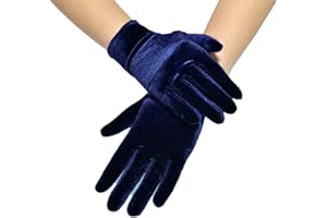 WAMBERE Gants pour femme en satin classique Opera Fest Party Audrey Hepburn - Style 1920 - Gants élastiques - Taille adulte pour femme - Longueur du poignet - Gants courts en velours - Gants de fête costumés