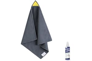 loukin Magnetic Whiteboard Cleaning Cloth, Dry Erase Cleaning Cloth for Classroom, Home and Office Use, Reusable & Washable, Gray, 12" x 12", 1 Bottle of 3.4 fl oz Whiteboard Cleaner Included