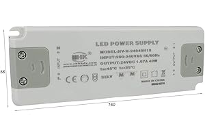 Ledlux CV8240 - Alimentador transformador CV 40 W 24 V 1,67 A Super Slim Solo 19 mm de grosor (40W 24V)