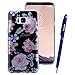 Produktbild Yokata Samsung Galaxy S8 Hülle Glitzer Weiche Silikon Handyhülle Schutzhülle TPU Handy Tasche Schale Etui Weich Silicone Transparent Bumper Ultra Dünn Slim Schlank Handytasche Premium Kratzfest Clear Bling Bling Motiv Backcover Schutz für Samsung Galaxy S8 Case Cover + 1 x Kapazitive Feder - Rose Blumen Muster - Schwarz