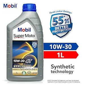 Mobil Super Moto 10W-30 API SL 4T Premium Technology Engine Oil for Bikes (1L)