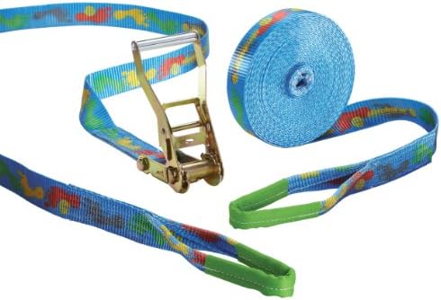 Slackstar Basic Design 2-Piece Slackline Set For Children &amp; Beginners - 15m x 50mm, Design Tootsy