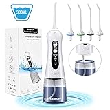 Cordless Water Flosser for Teeth, INSMART 300ML 3-Mode Oral Irrigator Portable Electric Dental Flosser with 4 Jet Tips for Home and Travel, IPX7 Waterproof &FDA Approved