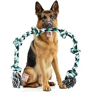 MS Pet House 6 Knots Cotton Rope Dog Chew Toy for Medium to Adult Dogs 36 Inch Long 20 MM - Extra Durable (Multi Color)