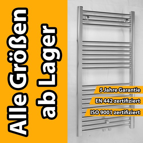 Preisvergleich Produktbild Heizkörper Badheizkörper Handtuchwärmer gerade chrom mit Mittelanschluss 50 mm alle Größen