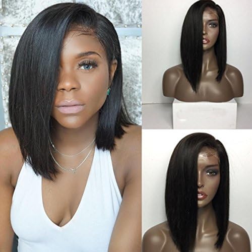 Maycaur Short Straight Lace Front Wigs Glueless Full Lace Human Hair Wigs Bob Wigs For Black Women 130 Density (14inch, full lace 150 density)