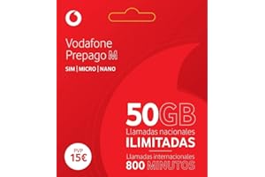 Vodafone Prepago M 100GB + llamadas ilimitadas nacionales (800 min internacionales) Roaming Europa EEUU