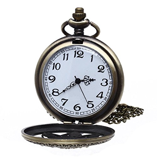 Gleader Reloj de Bolsillo Colgante Cadena Cuarzo Flores Vintage Regalo