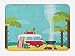 Produktbild Icndpshorts Explore Bath Mat, Caravan Camping with Barbeque and Surf Boards Tropical Beach Banana Coconut Trees, Plush Bathroom Decor Mat with Non Slip Backing, 23.6 x 15.7 Inches, Multicolor