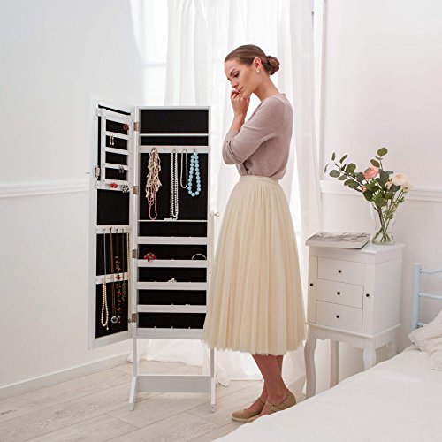 TecTake Luxus Spiegelschmuckschrank mit extra großem Spiegel (Weiß) - 3