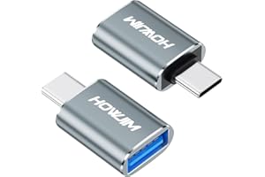 HOWJIM Adattatore da USB C a USB 2 Pezzi,Ricarica Rapida 3A 100W,OTG 10Gbps Adattatore Type-C Maschio a USB3.2 Femmina per M-acBook Pro/Air Phone 17/16/15 Pad G-alaxy X-peria D-ell XPS S-urface Grigio