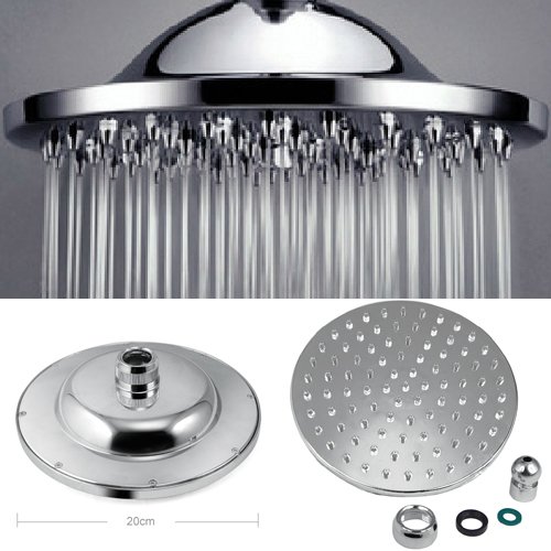 Accessotech 8″ Badezimmer Zimmer Chrom Groß Rund Mixer Fix Regen Duschkopf 200mm Wasser DIY - 4