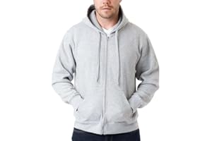 LABEL APPAREL Mens Zip Up Hoodie 300GSM Fleece Plain Pullover Zipped