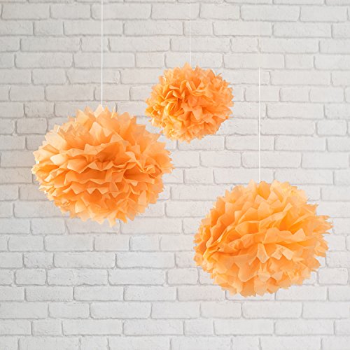 6er Set Seidenpapier Pompoms Halloween Deko Schwarz Orange Lights4fun - 3