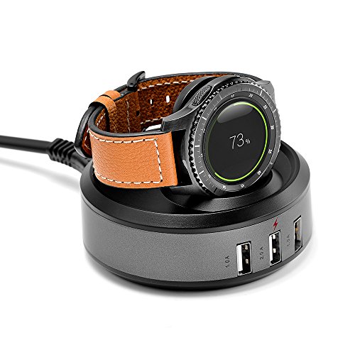Loveblue für Samsung Gear S3 Wireless Ladegerät Stand, Ladestation Dock Cradle mit 3-Port USB Kabel für Samsung Gear S3 Smart Watch Zubehör / Samsung Gear S3 Frontier / S3 Classic Gear S2 / S2 Classic Moto 360 2nd Gen Moto 360 Sport