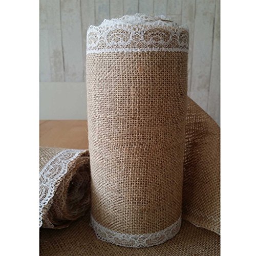 Juteläufer, 5-Meterrolle, mit Spitze, Tischläufer im Vintage Stil für Hochzeiten - 6