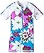Snapper Rock Girl's UV One Piece Short Sleeve Swimsuit - Purple/White/Blue, 1-2 Years