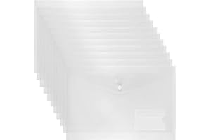 GOODTOU Clear Plastic Wallets A4-24 Pcs Plastic Envelope Wallets A4 Document Wallets with Label Pocket Snap Button