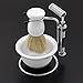Portable Men Shaving Set Shaver Beard Brush Kit With Five Razor and Soap Dish Stand Bowl (white)