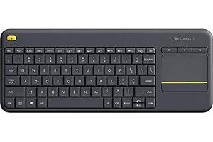 ‎LOGITECH Logitech K400 Plus Kabellose TV-Tastatur mit Touchpad, 2.4 GHz Verbindung via Unifying USB-Empfänger, Programmierbare Multimedia-Tasten, Windows/Android/ChromeOS, Tschechisch QWERTZ-Layout - Schwarz