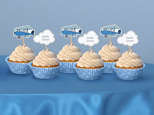 Cupcake und Kuchendeko Typ Flugzeug 6 Stück - 4