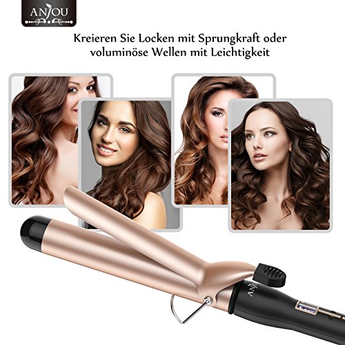 Anjou Haar Lockenstab mit PTC-Technologie und Keramikbeschichtung mit Turmalin, 32mm - 8