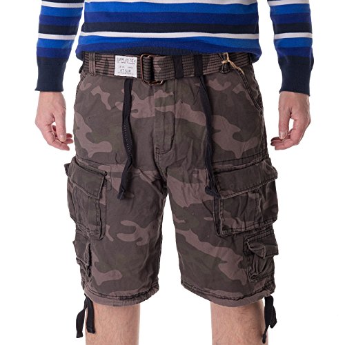 Surplus - Pantalón Corto Cargo para Hombre, Talla XL, Color Negro (Black Camo)