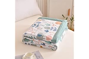 Surwin Quilted Bedspread Coverlets for Single Double King Bed, Elegant Floral Printed Coverlets Quilt Reversible Soft Microfiber Lightweight Quilt for All Season (Green Garden,200x230cm)