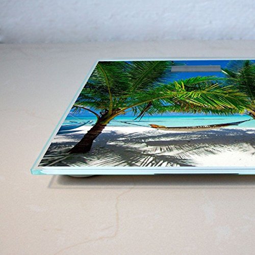 banjado – digitale Personenwaage Körperwaage 30cm x 30cm Glaswaage mit Motiv Strand - 3
