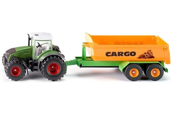 siku 1989, Tracteur Fendt avec châssis à crochet et benne basculante, 1:50, Métal/Plastique, Vert, Benne basculante entièrement fonctionnelle