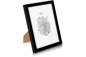 Classic by Casa Chic - Cadre Photo 20 x 25 cm en Bois Massif et Vitre en Verre Trempé avec Passe-Partout 13 x 18 cm Inclus - Noir