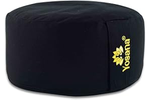 ‎YOSANA Yosana Yogakissen Meditationskissen, rund, mit Bio-Dinkelfüllung aus Deutschland - Yoga Kissen mit 17cm Sitzhöhe & 35cm Durchmesser, Sitzkissen Boden mit waschbarem Biobaumwolle Bezug und Tragegriff