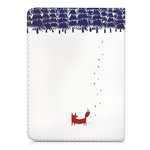 kwmobile Hülle für Tolino Vision 1 / 2 / 3 / 4 HD – Flipcover Case eReader Schutzhülle – Bookstyle Klapphülle Fuchs Design Braun Blau Weiß - 3