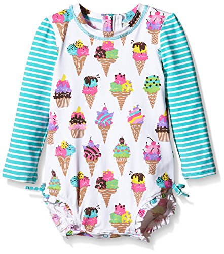 Hatley Baby Girls 0-24m Infant Girls Rash Guard Sun Cover-Up, Multicoloured (White), 18-24 Months