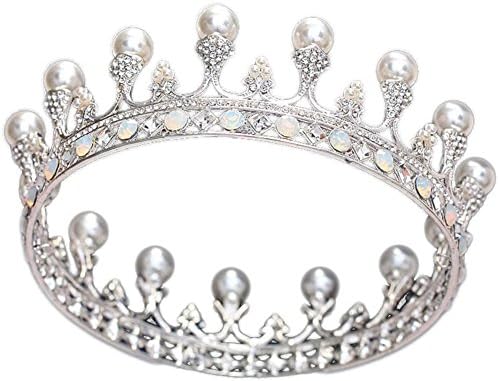 GWQ Bride Wedding Crown Pearl Flash Drilling Crown Whole Circle Headband Holy Communion Headdress Studio Hair Accessories