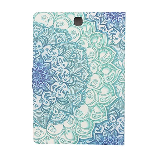 Felfy Samsung Tab A 9.7 Hülle,Galaxy Tab A Case PU Flip Ledertasche Luxe Bookstyle Flip Standfunktion Magnetverschluss Ledertasche Muster Mädchen Eule Pfau Heißluft -Ballon Retro Painted Abdeckung Schutzhülle Ablösbar Tasche Handliche Case Tasche Etui für Samsung Galaxy Tab A 9.7 T550 P550 (Pfaumuster Cas) + 1 x Hellblau Stylus + 1 x Blau Blume Dust Plug - 3