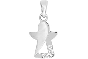 MY GOLD MyGold MOD-01592 - Ciondolo a forma di angelo custode, in oro bianco 333 (8 carati), con zirconi, 15 mm x 6 mm, interno aperto, angelo aperto, per battesimo, battesimo, battesimo, regalo moderno
