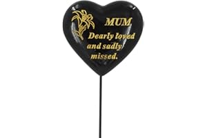 ANGRAVEMEMORIALS Special Mum Black & Gold Lily Flower Memorial Tribute Stick Graveside Plaque
