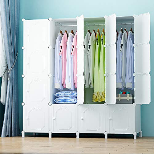 PREMAG Cabinet de Stockage en Plastique/Cube Armoire avec des Portes et des cintres pour Les Vêtements, Accessoires, Jouets. Vert à Motifs de Veines (16 Cubes)