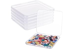 BENECREAT Boîte de 6 boîtes rectangulaires avec Couvercle en Plastique Transparent pour Petits Objets, pilules, Herbes, Perle Minuscule et Accessoires de Bijouterie - 12,5 x 11,2 x 1,1 cm