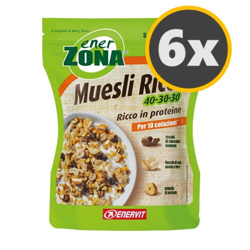 6 Enerzona Muesli Ricco 40-30-30 da 230 g.